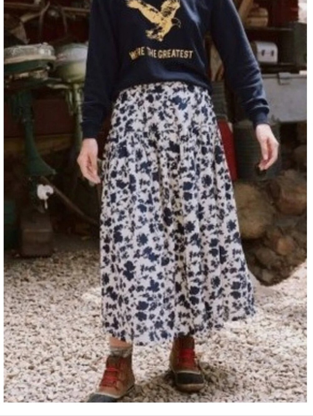 THE GREAT. Boating Skirt | Size 0 | Autumn Floral Cottagecore Midi Skirt